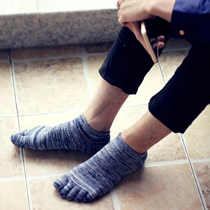 1 Pair Fashion Men Cotton Socks Summer Five Finger Socks For Men Fashion Toe Socks Breathable Ankle Socks 4 Colors