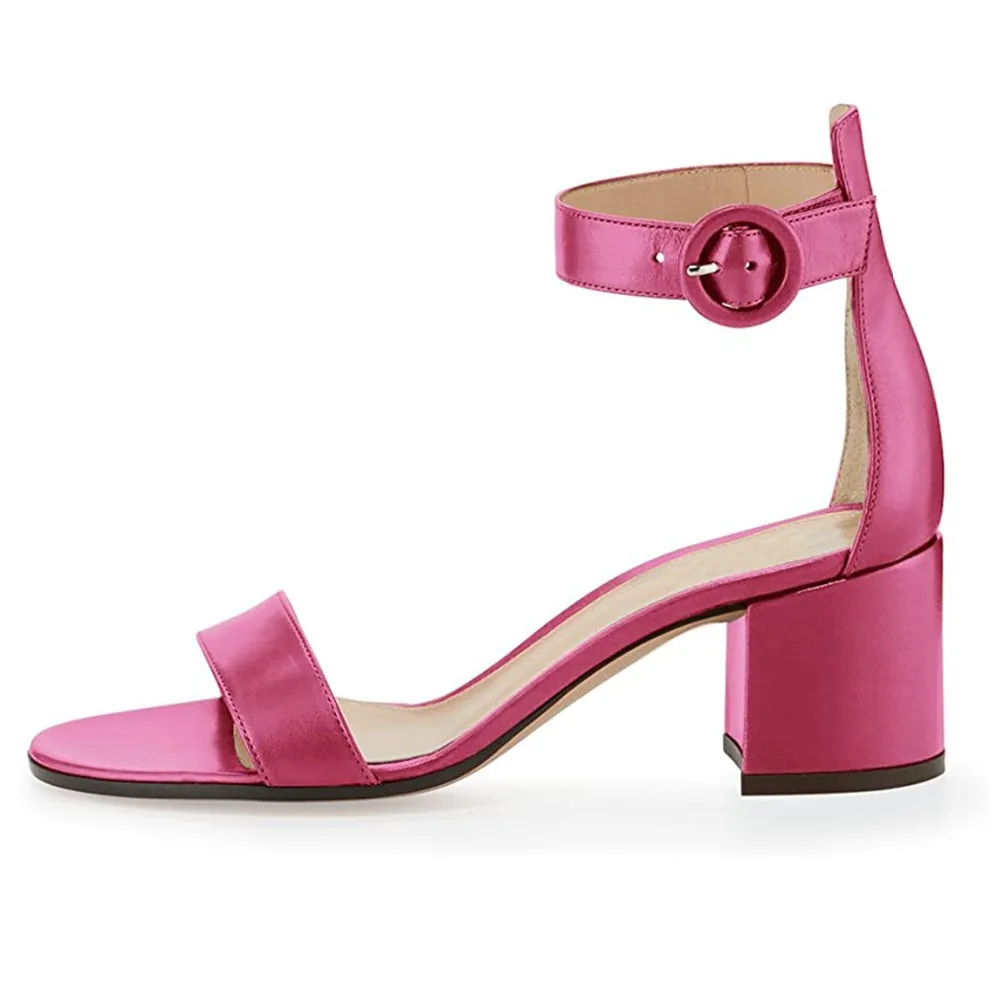 magenta block heel sandals