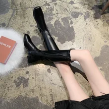 

Fashion Winter Knight Boots Women Knee High Long Square Heel Boots Retro Motorcycle Boots Black Brown 2021 New Womem Shoes
