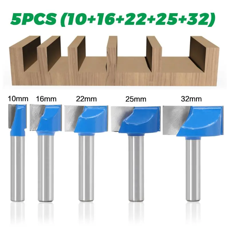 

5pcs/set 8mm Shank Cleaning Bottom Engraving Solid Carbide Router Bits Woodwork Y5GA