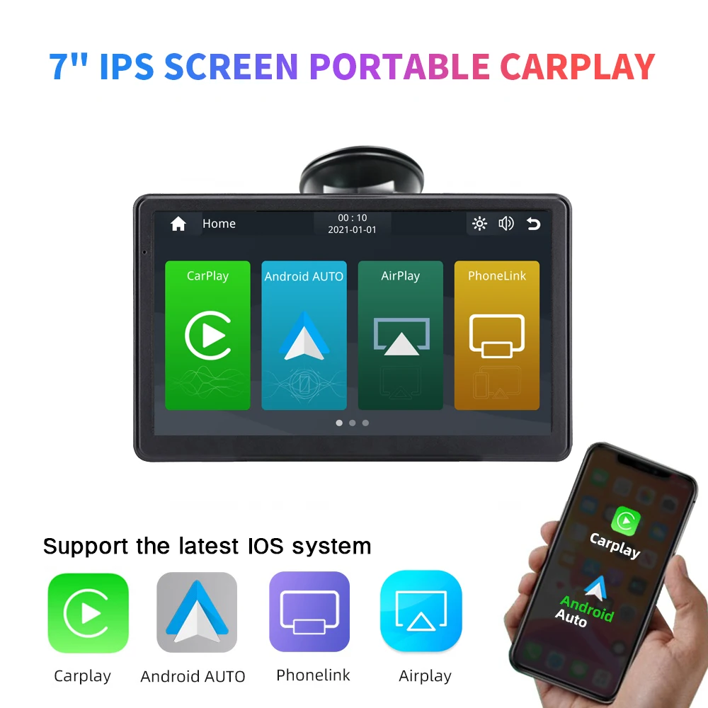7 Inch Touch Screen HD1080 Stereo Linux Car Portable Wireless Apple CarPlay rearview mirror camera Bluetooth 5.0 Navigation |