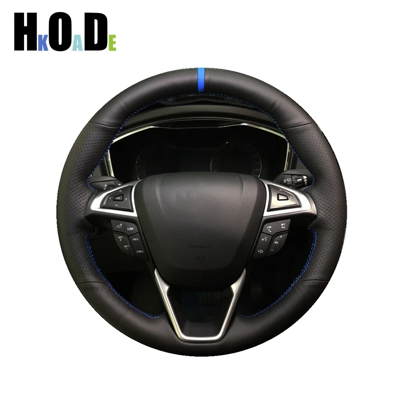 

Car Steering Wheel Cover For Ford Mondeo 2014-2020 Edge Galaxy S-Max 2015 2016 2017 2018-2020 hand sew DIY Artificial Leather