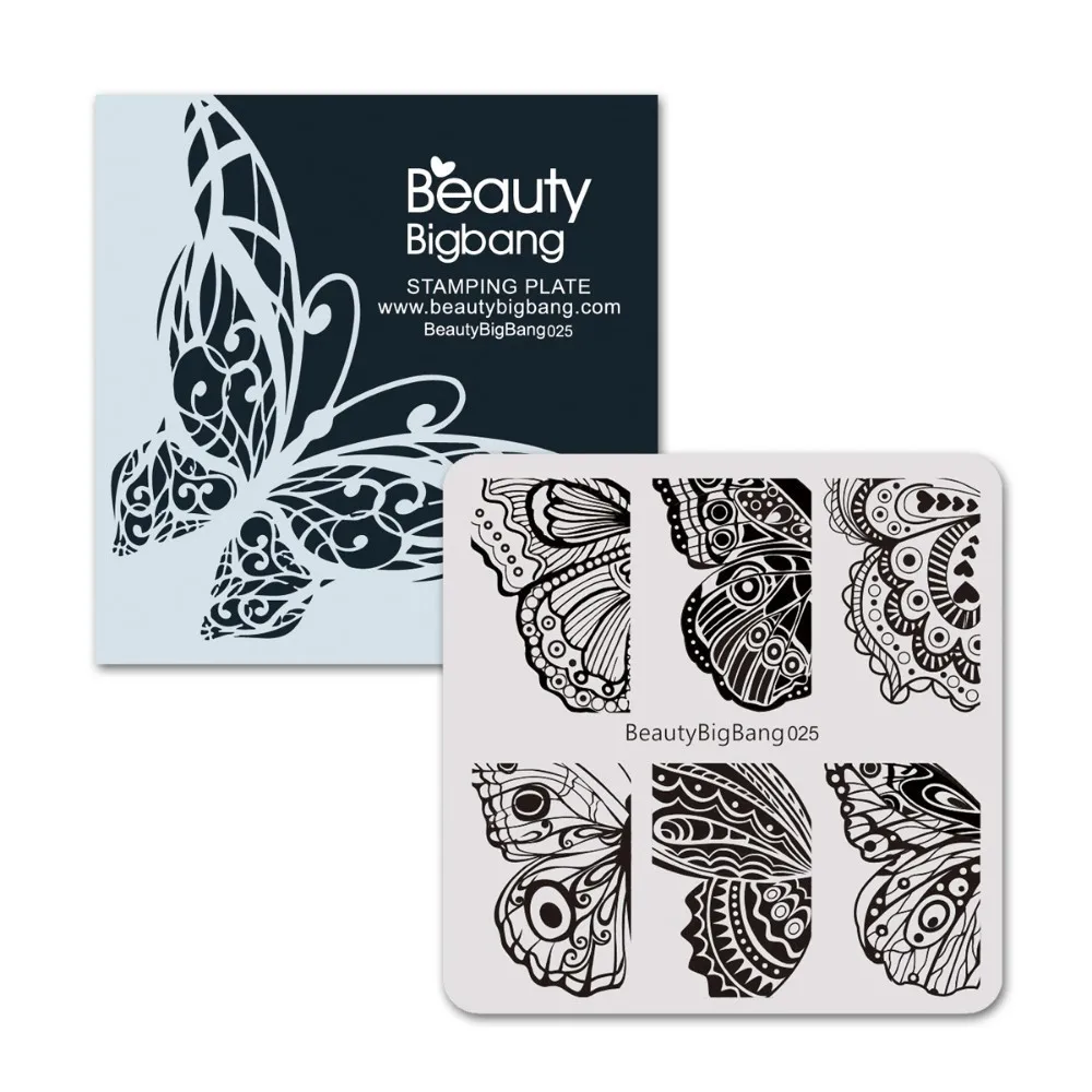 

6cm Square Beautybigbang Nail Art Stamping Plate Butterfly Wings Series Nail Art Accessories Template for Nails Polish Tool