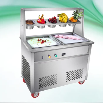 

CE stainless steel double square pan fried ice machine thai fried ice cream machine yogurt ice cream rolls machine