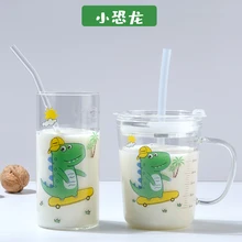 Детская шкала, пузырьковая молочная стеклянная мультяшная чашка, Детская кружка для завтрака, милая чашка, нагреваемая чашка, стакан для питья, стеклянная чашка для сока CL121103