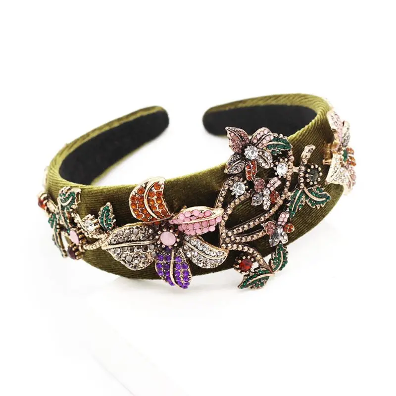 Женские индивидуальные стразы оголовье барокко тиара сплав цветок Пром обруч для волос