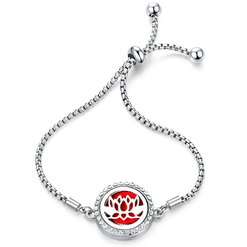 Прекрасный Лотос духи циркон браслет ароматерапия из нержавеющей стали эфирное масло диффузор медальон Шарм браслеты высокого качества ювелирные изделия