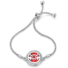 Прекрасный Лотос духи циркон браслет ароматерапия из нержавеющей стали эфирное масло диффузор медальон Шарм браслеты высокого качества ювелирные изделия