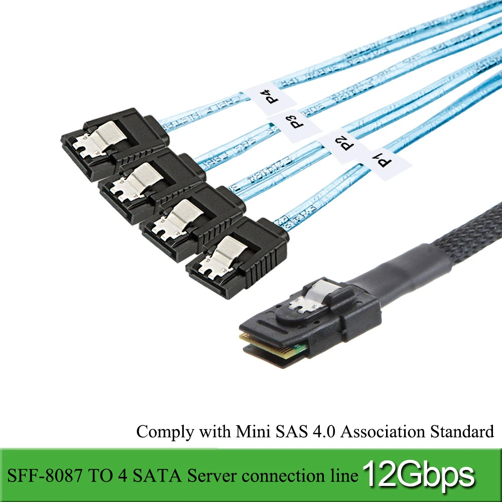 Mini SAS 36P SFF 8087 Male to 4 SATA 7P Female кабель Splitter SAS/SATA адаптер 12Gbp серверный жесткий диск с