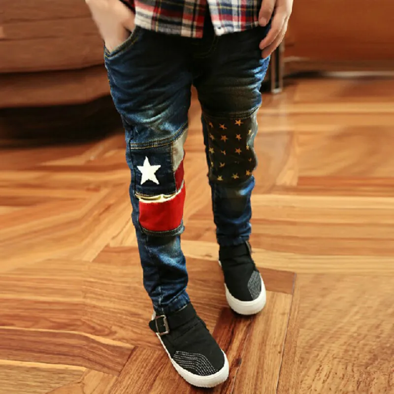 

2020 new spring and autumn children's denim pants fashion hip-hop boys jeans cartoon holes jean for boy denim long trousers