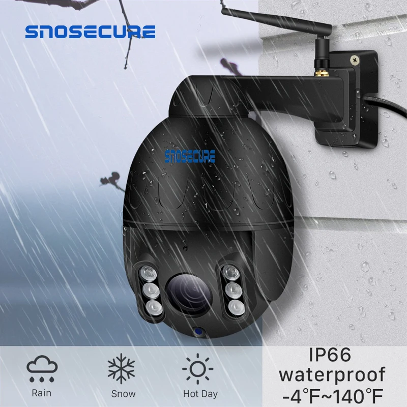 Беспроводная уличная купольная IP камера SNOSECURE Wi Fi 5 МП черная с микрофоном картой