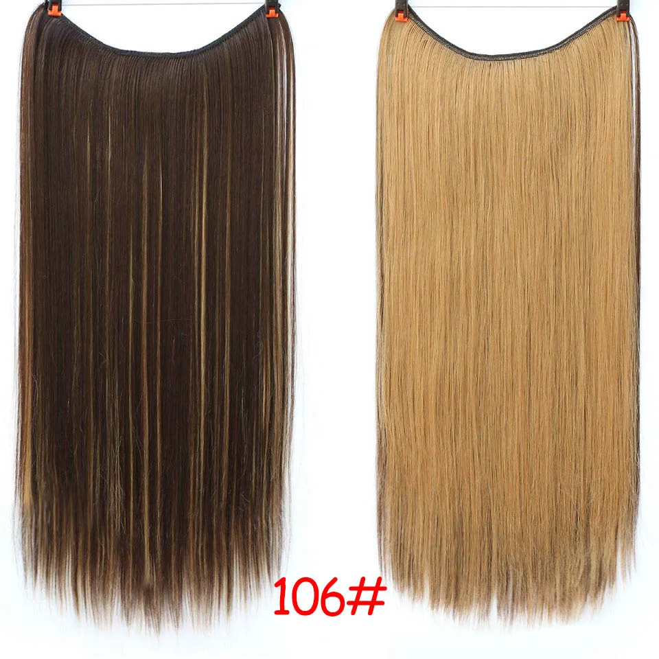 AOSIWIG 2" длинные вьющиеся невидимые струны флип-на не клип в наращивание волос рыбий линии синтетические высокотемпературные волокна волос - Цвет: 106