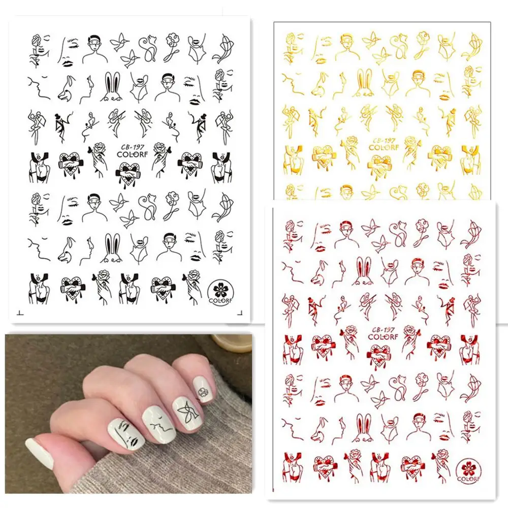 

Newest CB-197 3D nail sticker decal stamping back gule DIY decoration tools for nail wraps
