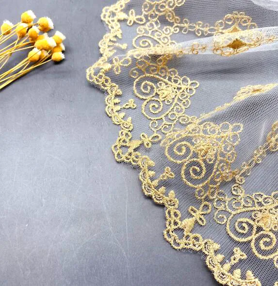 1yard Width:14.7cm (5.88") Exquisite Water-soluble Gold Lace Lolita Skirt Handmade Clothing Accessories (ss-2094) lace garment accessories