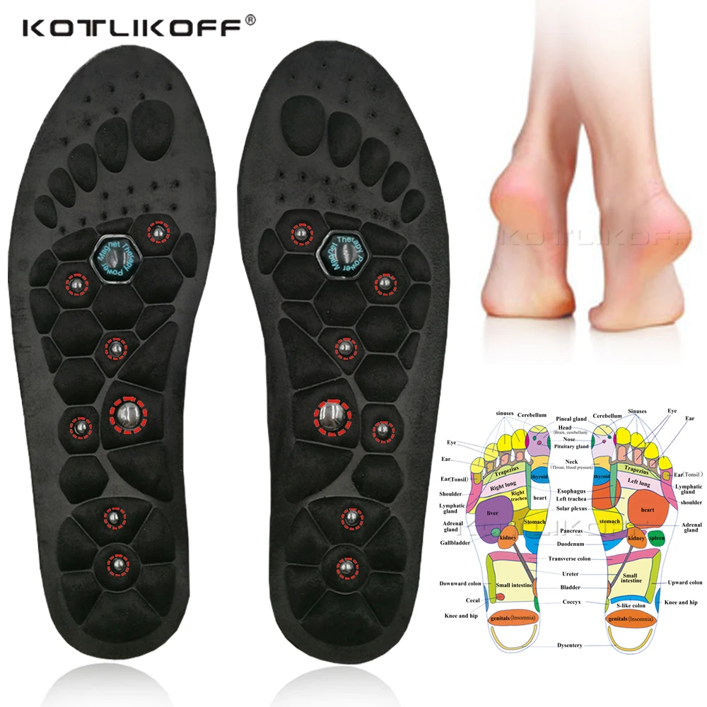 Men Women Acupressure Magnetic Massage Shoe Insoles Foot Reflexology Pain Relief 