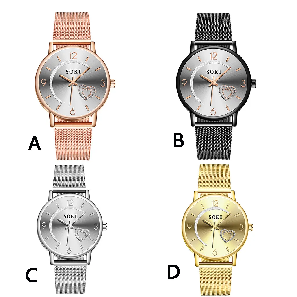 SOKI New 2019 Fashion Love Diamond Dial Women's Watch Ladies Quartz Wrist Watch Bracelet Set Reloj Mujer 2020 Fashion afbeelding