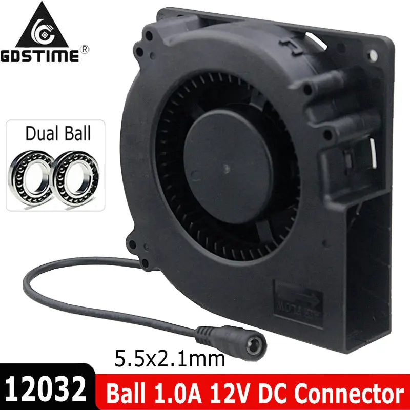 Gdstime 120 мм 12 В DC гнездовой 5 5x2 1 шариковый подшипник см 120x120x32 12032 Бесщеточный