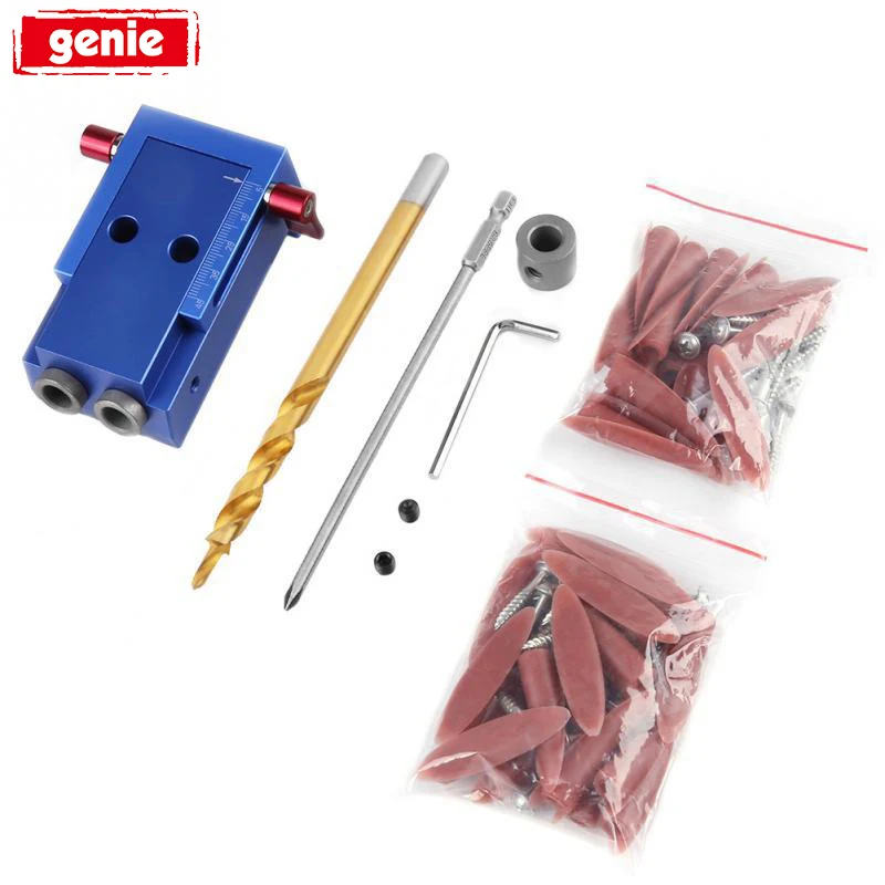 

1Set Mini Kreg Style Pocket Hole Jig Kit System with 9.5mm Step Drill Bit Stop Collar For Wood Working Joinery Tools