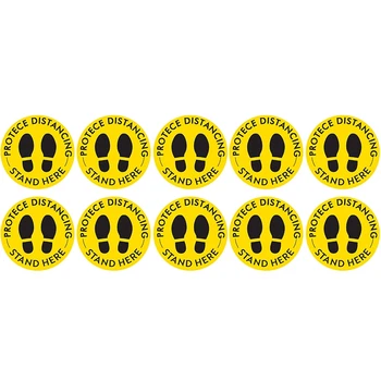 

10Pcs Anti-Slip Social Distancing Floor Decal Sticker Round Sticker Feet Floor Sign for Outdoor Store Floor
