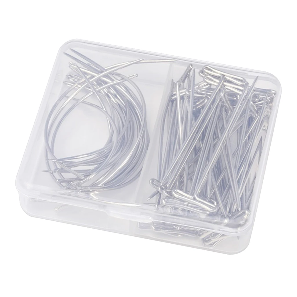 70pcs T Pins C Needles Wig Sewing Cord for Holding Wigs Wig Making Blocking Knitting Modelling Hair DIY Tools Hair Extensions