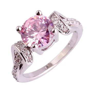 

Fashionable Round Pink Diamond Ring Ladies Personality Simple Hand Jewelry For Girlfriend Exquisite Elegant Luxury Jewelry Gift