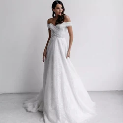 Strapless Off-The-Shoulder A-Line Wedding Dresses Floor-Length with Puffy Tulle Sleeveless Vestido de novia свадебное платье