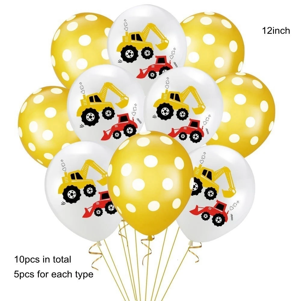1 комплект строительный трактор надувные воздушные шары экскаватор шары грузовик автомобиль Беби Шауэр детский день рожденья для мальчиков поставки - Цвет: 10pcs white gold dot