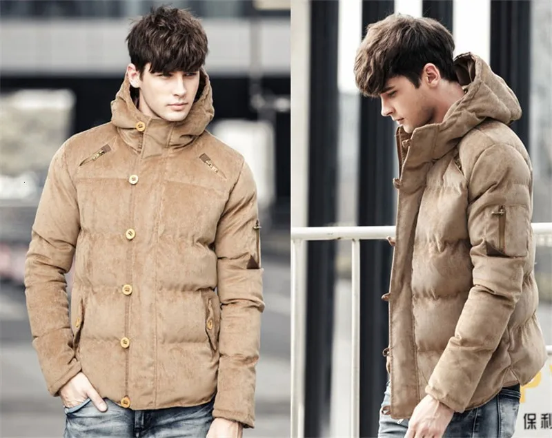 2015 Для мужчин сплошной толстый Зимнее пальто с капюшоном тонкий в британском стиле толстый зимний пуховик с капюшоном пальто прилив