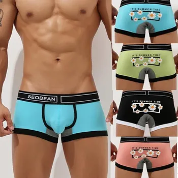 

New SEOBEAN Men's boxers sexy fashion underwear Low-waist printed boxer Cotton boxers