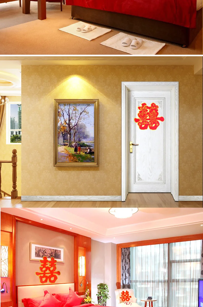 Marriage Wedding Flocked Stereo Wedding Door And Window Living Room Presses Wedding Marriage House Decorations Manufacturers Who
