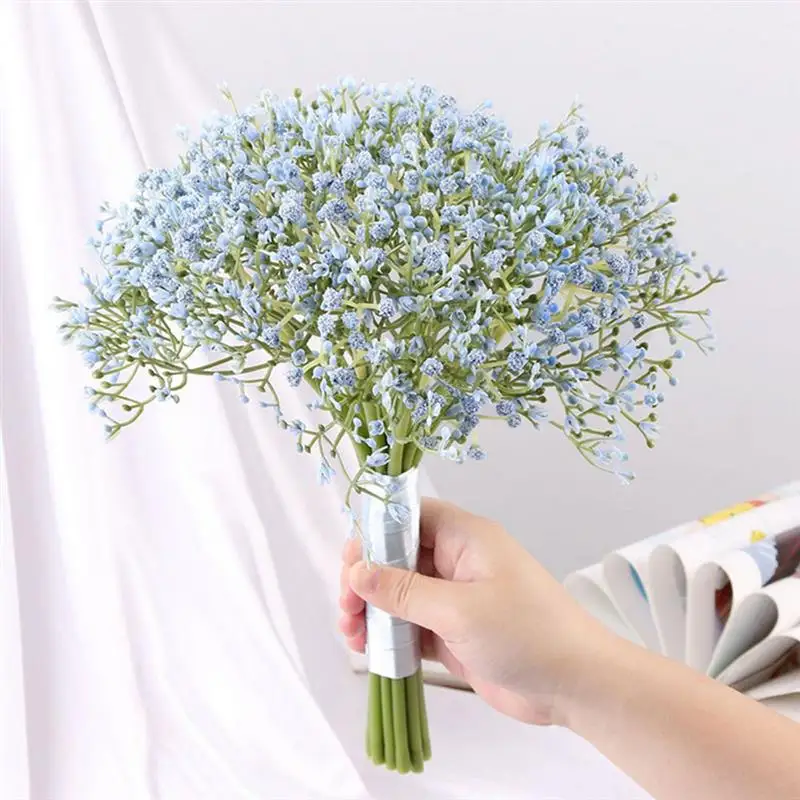 Blue Искусственный babysbreathing натуральный желтый гипсофиловый Шелковый цветок для свадьбы, вечерние, сделай сам, домашний декор - Цвет: Blue