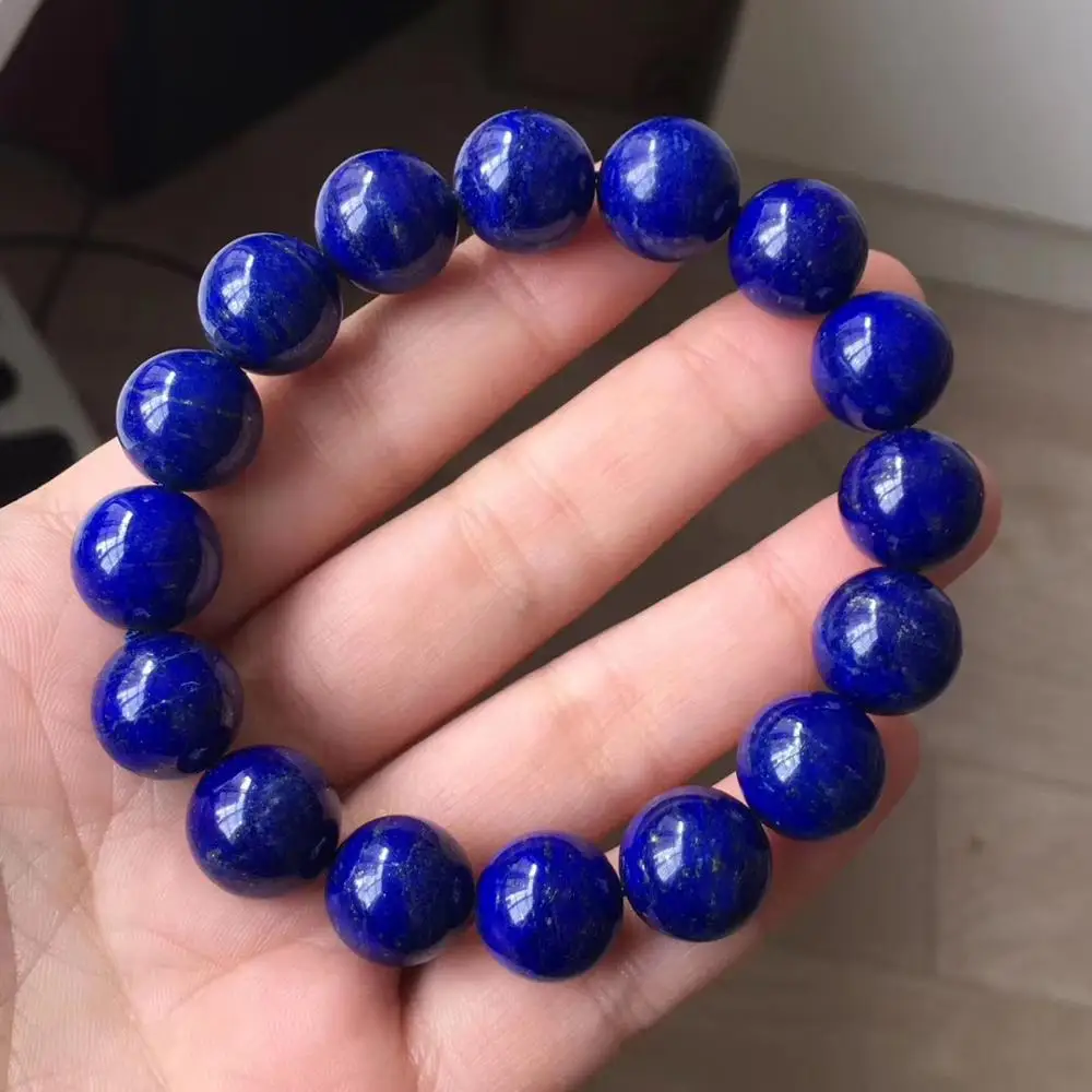 

Natural Lapis Lazuli Round Beads Bracelet 14mm Stretch Woman Gemstone Bracelet Women Men Crystal AAAAA