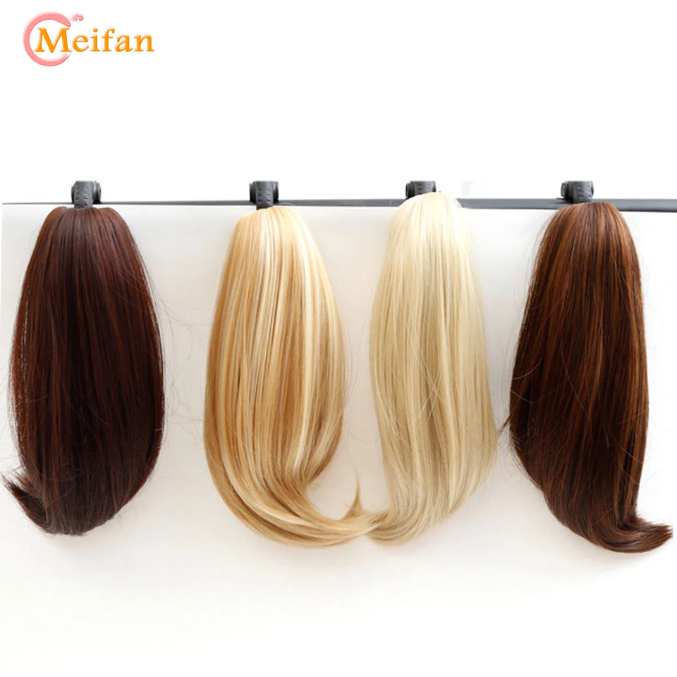 MEIFAN Claw on Ponytail Clip in Hair Extensions Straight Pony Tail Hairpiece High Temperature Fiber Synthetic Short Hairstyles