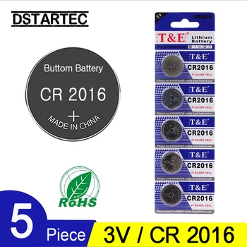 

5PCS=1 Card 3V CR2016 Lithium Button Cell Battery LM2016 BR2016 DL2016 KCR2016 CR 2016 CR-2016 Coin Cell Batteries; 30 mAh