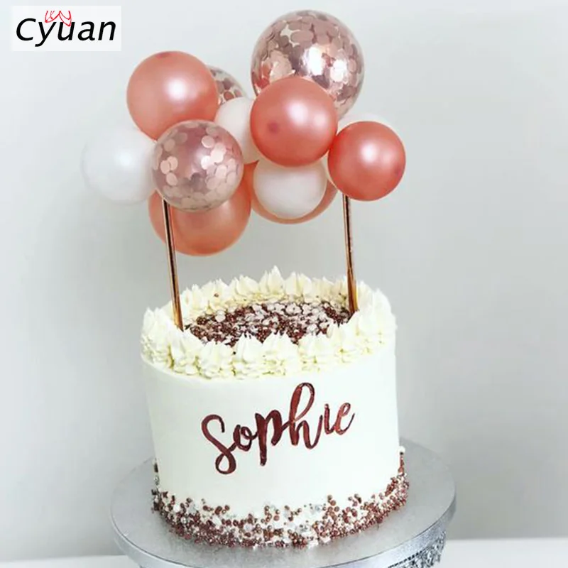 Cyuan 5 дюймов золотой черный шар топперы мини латексный шар Топпер украшения торта принадлежности для дня рождения Вечеринка Детский душ Декор