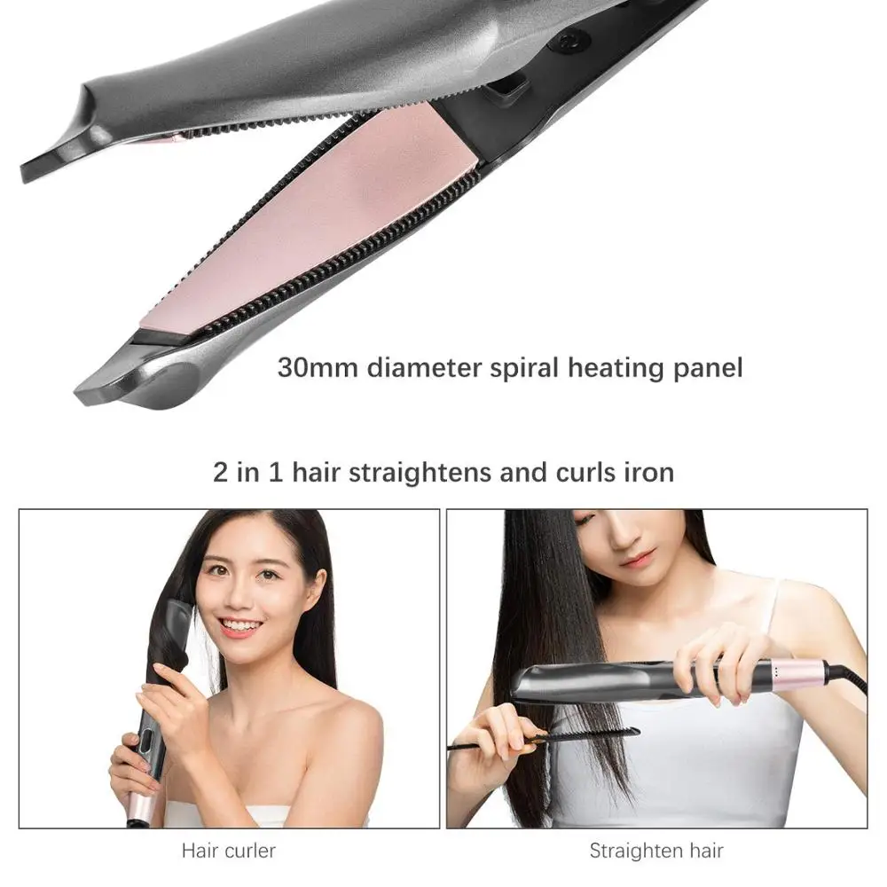 IRUI Professional 2 in 1 hair curler and straightener in one Twist curling iron barber salon flat irons styler Tourmaline cerami