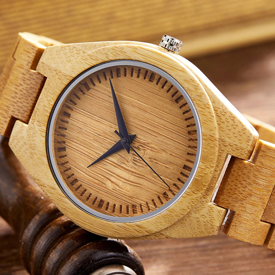 

Natural Bamboo Wood Watch Men Fashion Quartz Solid Wooden Band Wristwatch Minimalist Male Casual Business Clock reloj de madera
