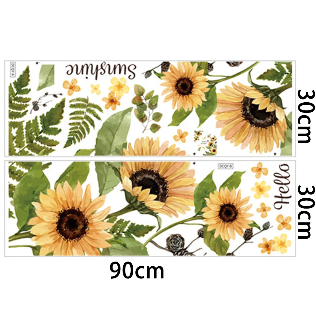 1* Sunflower Small Fresh Glass Decoration Wallpapers Home Room Wall Stickers New