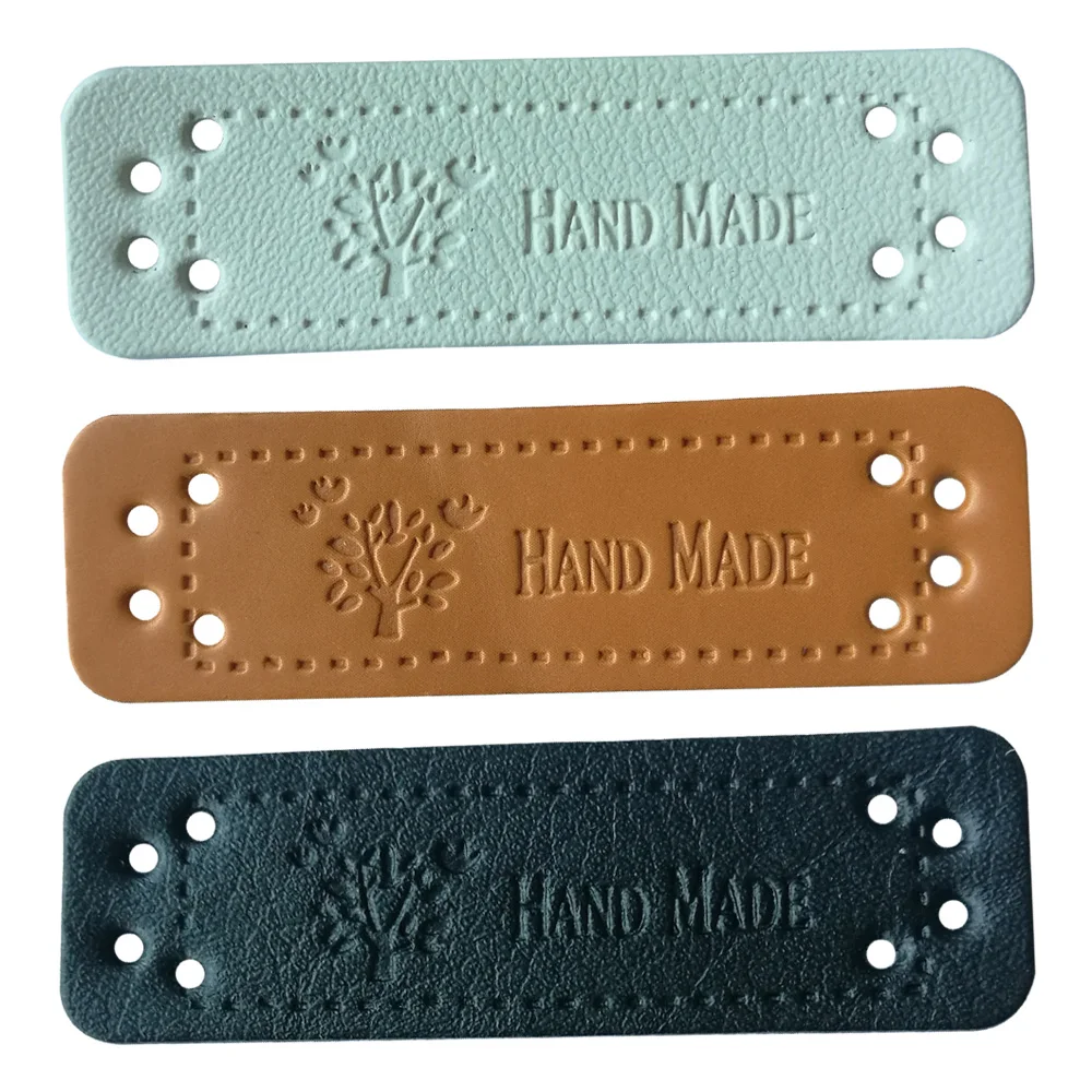 Hand Made Leather Tags For Clothing Diy Accessories For Gift Handcraft Leather Label Handmade Clothes Labels With Tree leather labels clothing labels leather tags garment labels