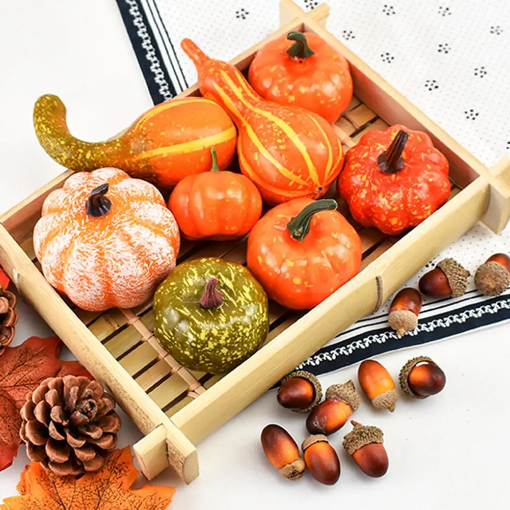 

50Pcs/Set Simulation Pumpkins Maple Pine Cone Thanksgiving Day Halloween Home Garden Decor