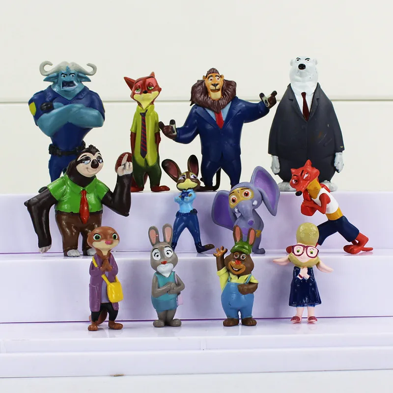 Удивительные 12 шт./компл. экшн фигурки животных Zootopia игрушки кролик Джуди Хоппс