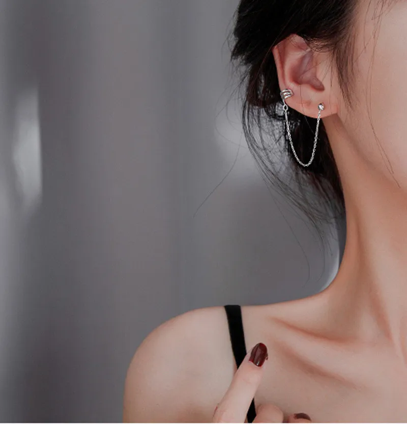 DAIWUJAN 2020 новые модные серьги цепочки с кисточками для женщин и девочек в стиле панк, серьги манжеты, Женские Ювелирные изделия|Серьги-клипсы| | АлиЭкспресс