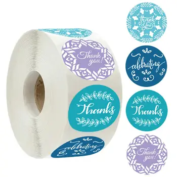 

500pcs Round Floral Pattern 4 Designs Thank You Stickers Seal Labels Christmas Stickers School Teacher Reward Stationery Sticker