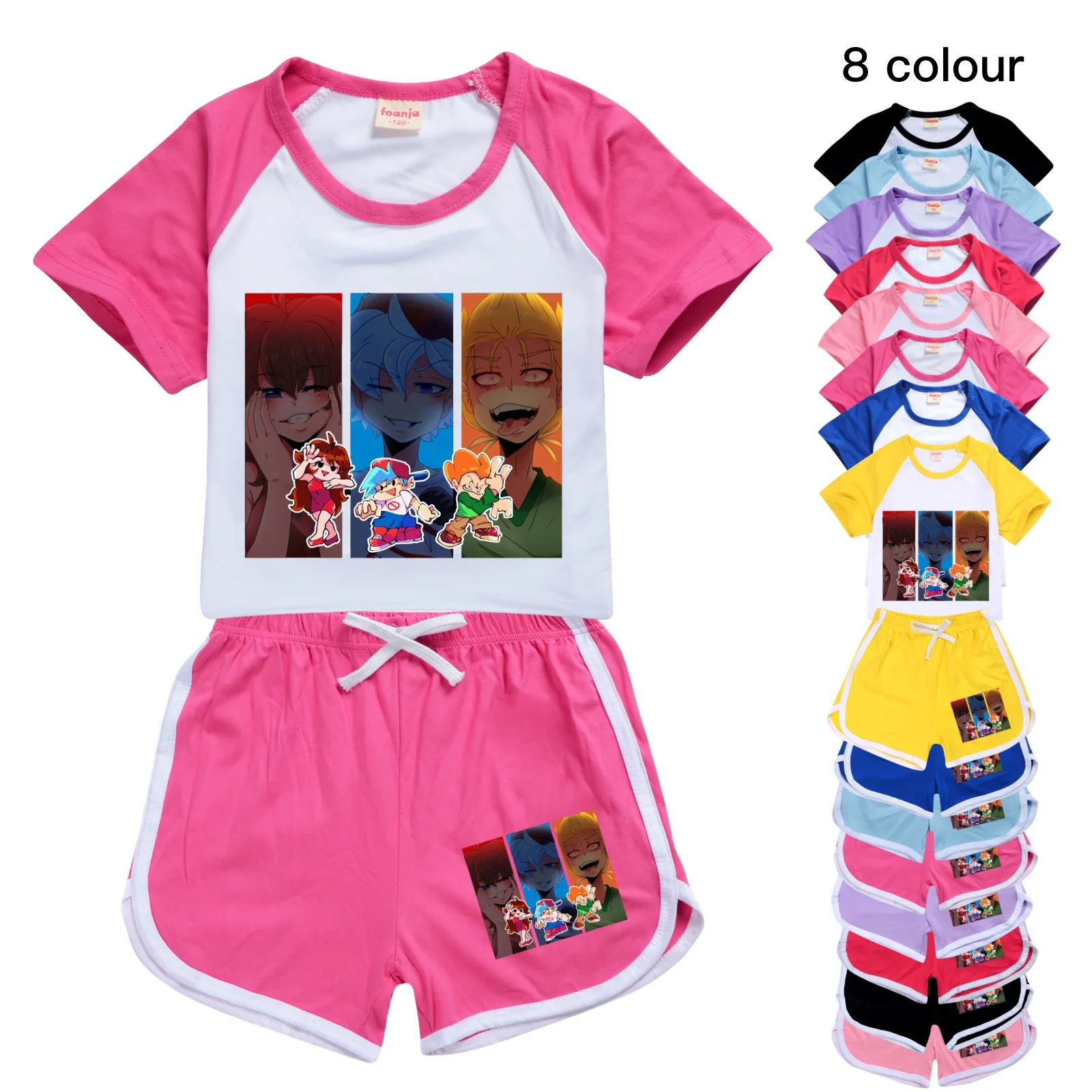 

New Friday Night Funkin Game T-Shirt shorts Sets Toddler Boys Girls Kids Summer Children Anime Short Sets Cartoon Casual 2-16T