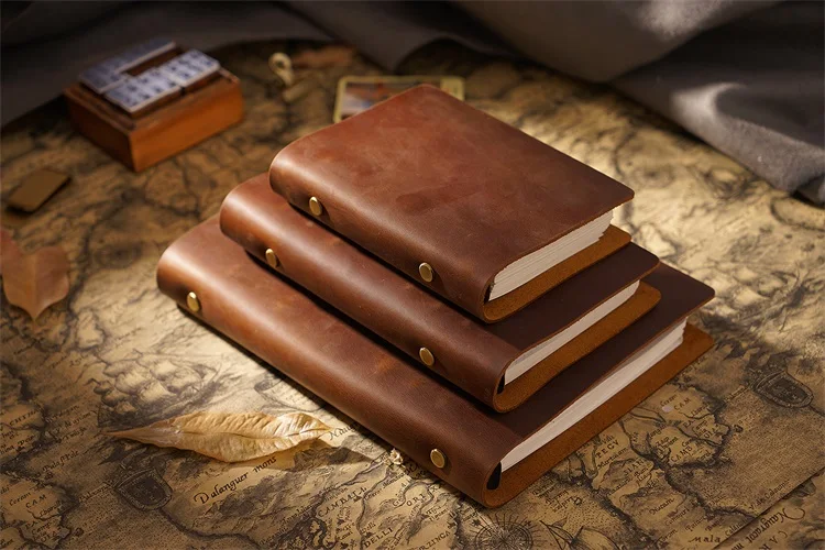 de couro caderno retro planejador diário viagem