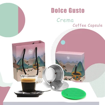 

iCafilas Rich Crema Coffee Filter for Nescafe Dolce Gusto Reusable Coffee Capsule Stainless Steel Metal Espresso Pod Gift Box