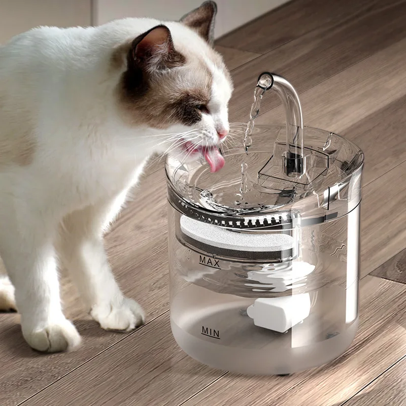 2L Automatic Cat Water Fountain with Faucet Dog Dispenser Transparent Drinkers for Cats Pet Drinking Bowl Filter Feeder | Дом и сад