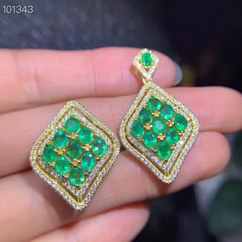 

NATURAL GREEN EMERALD GEMSTONE RING AND NECKLACE FOR WOMEN JEWELRY HOT SELLING GIFT STYLE