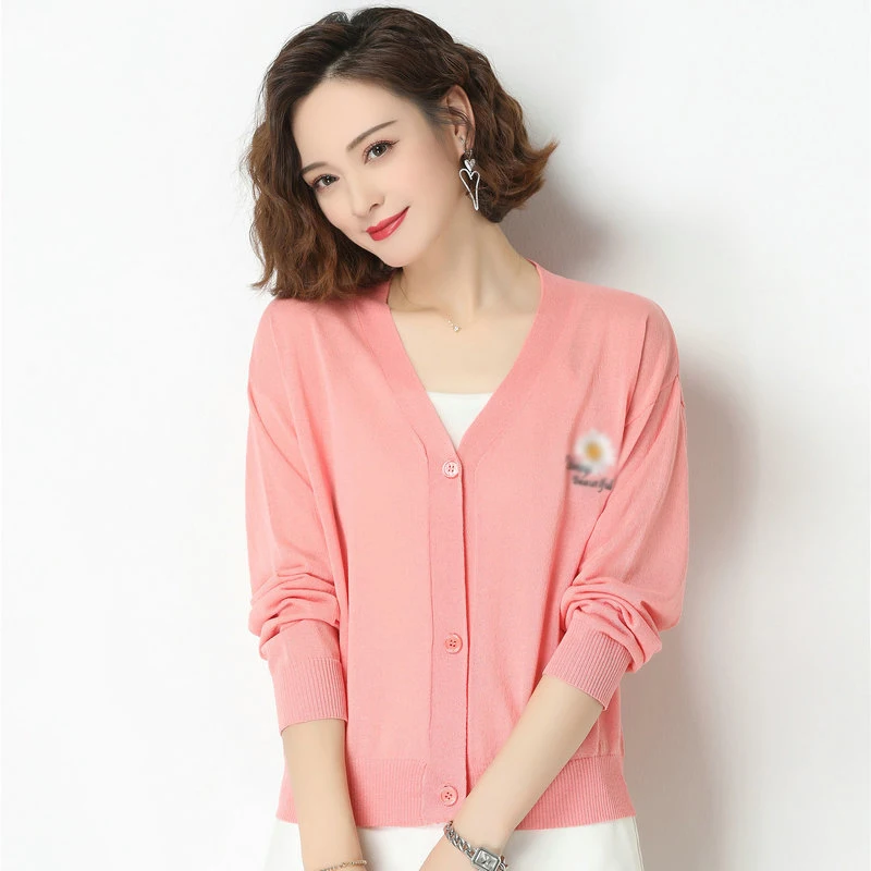

Summer Spring Women Thin Linen Cardigan Knitwear Pink Yellow Green Blue Black White Button Front V-neck Long Sleeve Flax Coats