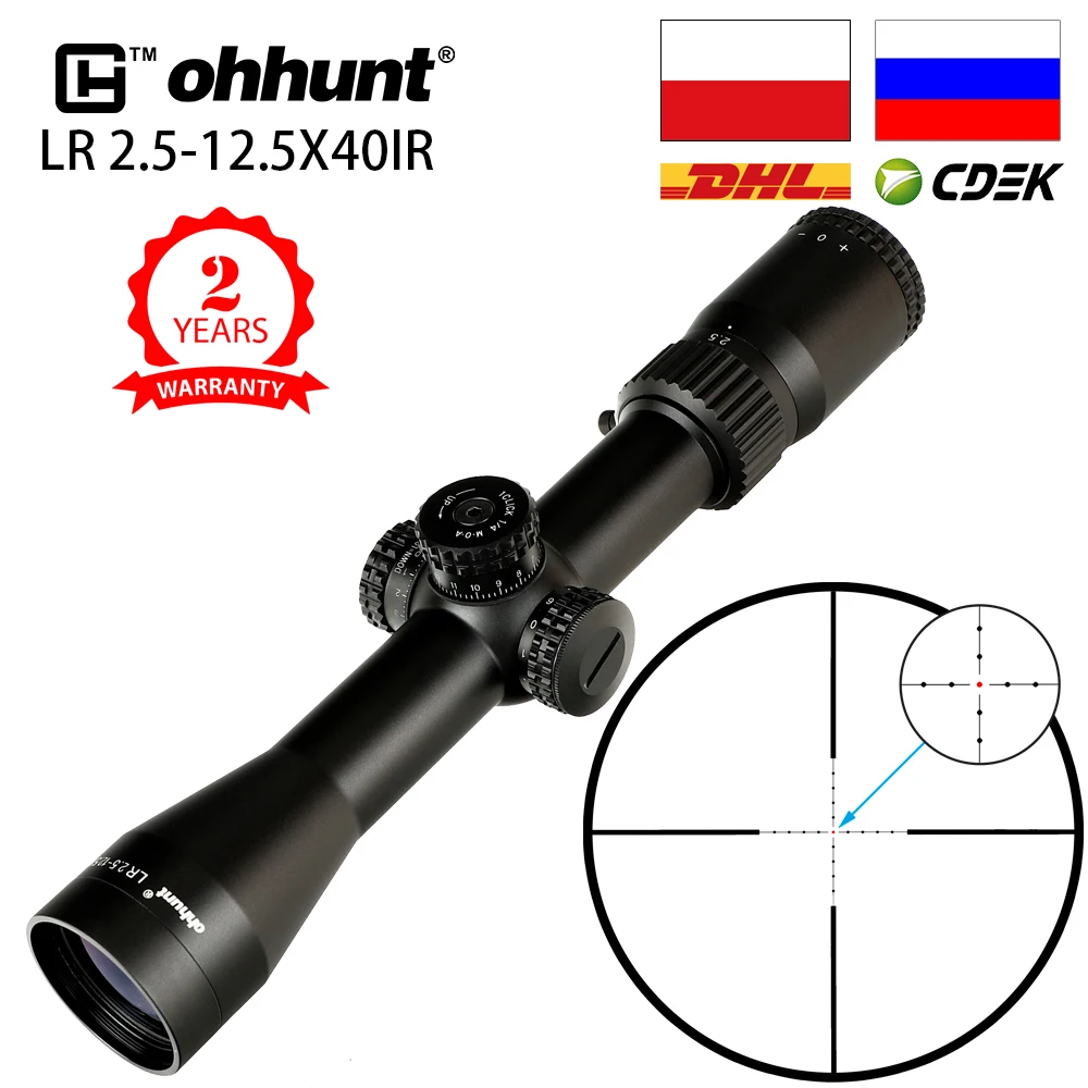 Ohhunt LR 2 5 12 5X40 IR Hunting Scope Mil Dot Glass Etched Reticle Red